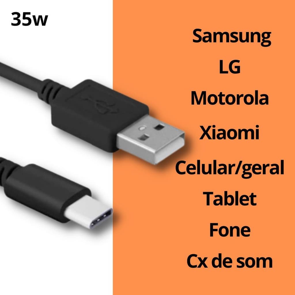 Cabo de Dados Tipo C 35w Turbo Rapiso Samsung,Xiaomi,Lg,Motorola