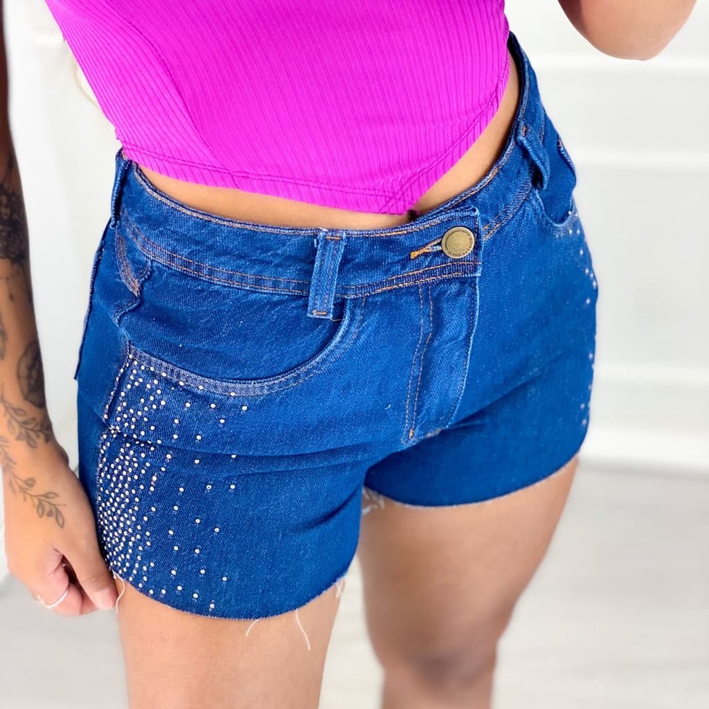 Shorts Feminino Com Brilho Lateral