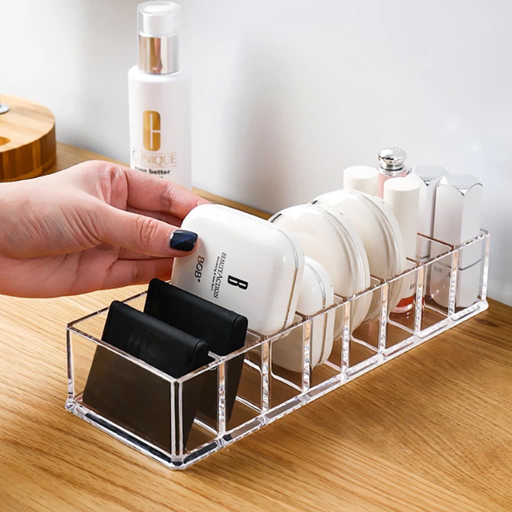 organizador de maquiagem porta pincel blush paleta base acrílico transparente
