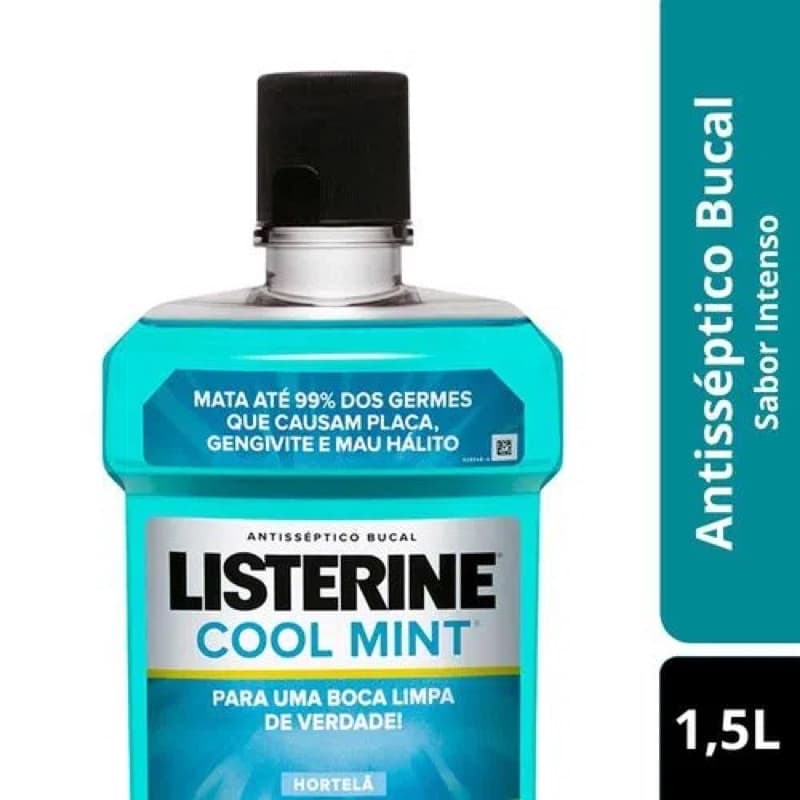 Enxaguante Antisséptico Bucal 1 5l Listerine 1,5 Litros Cool Mint / Zero Álcool 1500 mL 5.0