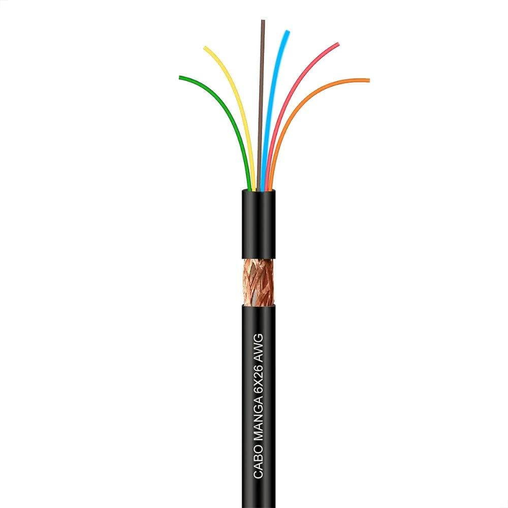 Cabo Manga 6x26 Awg - Com Blindagem Preto - 3 Metros