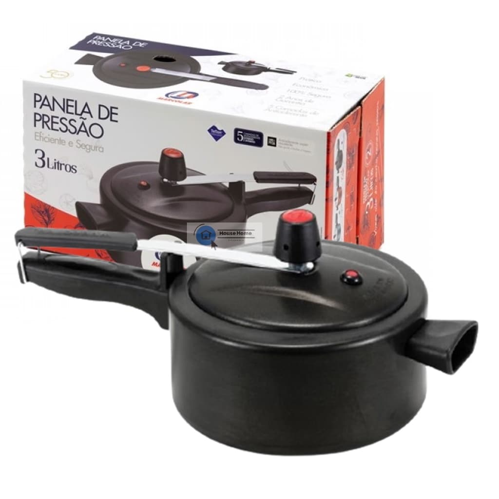 Panela De Pressão 3,0 Lts Preta Antiaderente Teflon 5 camadas