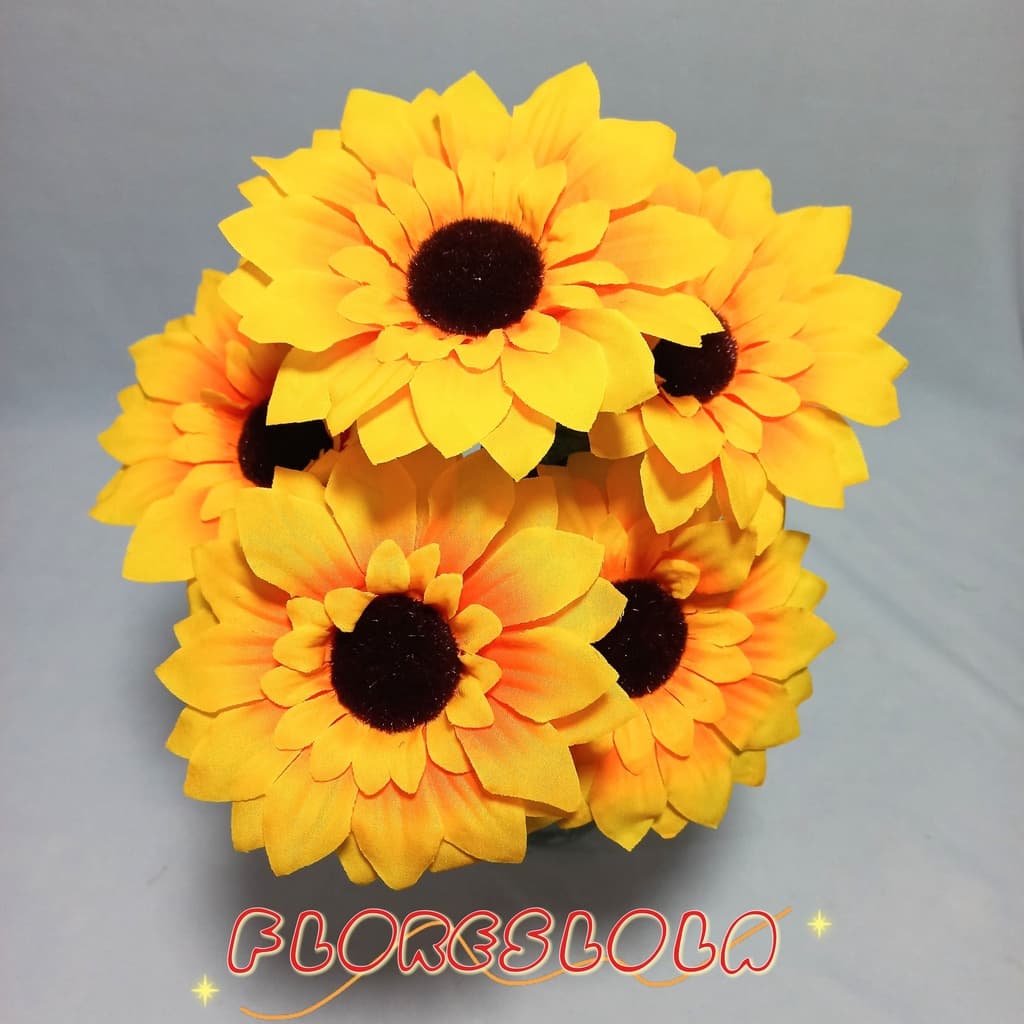 Arranjo Buquê de Girassol Artificial Tamanho Grande com 5 Flores de Girassóis P/ Decoração Casamento, Arranjos e casa