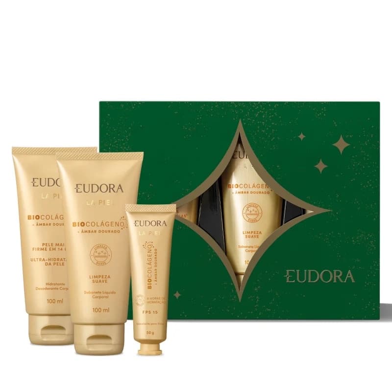 La Piel Eudora Hidratante Corporal Eudora Sabonete Líquido Kit Presente La Piel Ambar Dourado