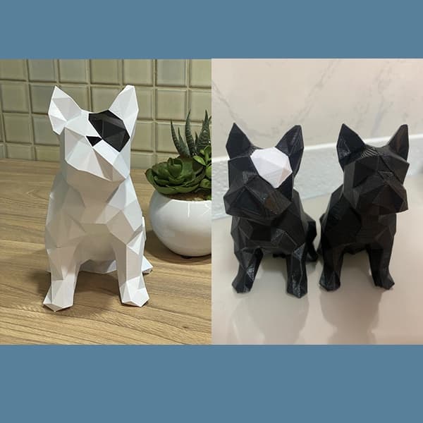 Estátua Bulldog Francês - Geométrica Low Poly Impressão 3D Decoração Interior - Enfeite