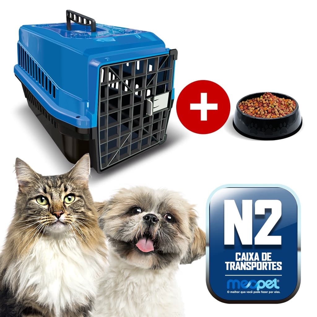 Caixa de transporte Número 2 para Cão Gato Pets Coelho Cachorro Viagem Porte Pequeno MECPET