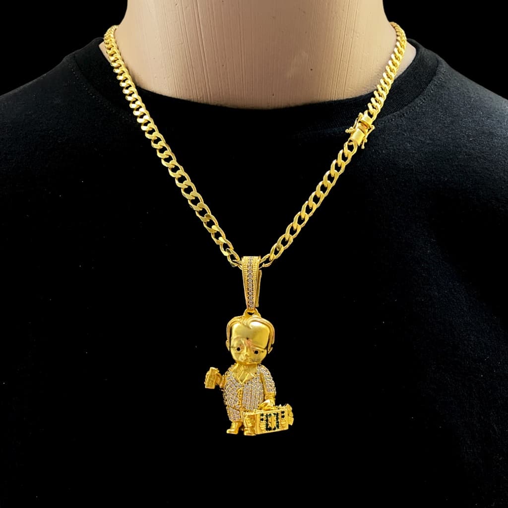 Cordão Grumet 7mm PODEROSO CHEFINHO Com 70 Centímetros Liga de Metal Especial BANHADO A OURO 18K- FEIXO GAVETA PREMIUM 3 TRAVAS
