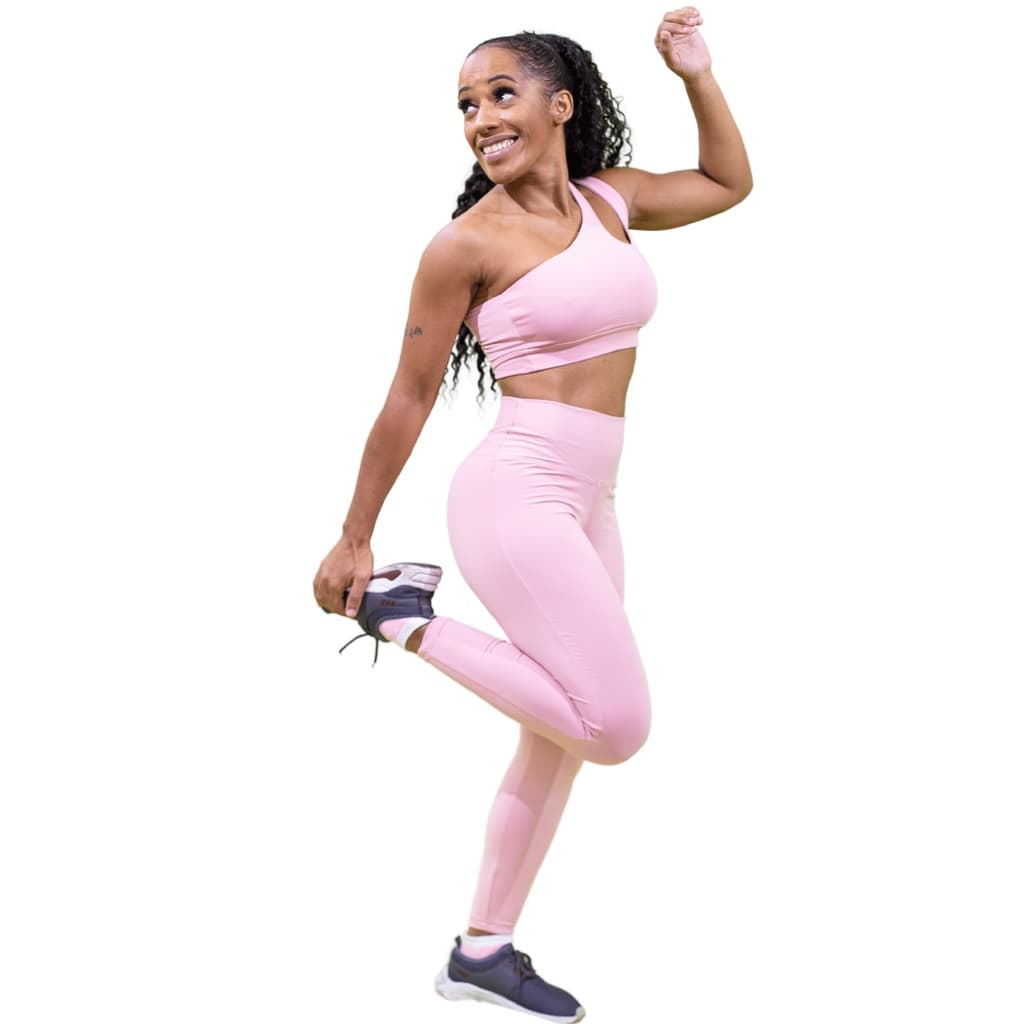 Legging Ave Rosa Bebê Lisa Suplex Cintura Alta Zero Transparência Feminina Academia Diversos Tamanhos Fitness Plus Size