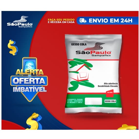 Gesso Cola 1KG Para Fixação De Placas 3D São Paulo | Sampaflex Gesso colante gesso colagem