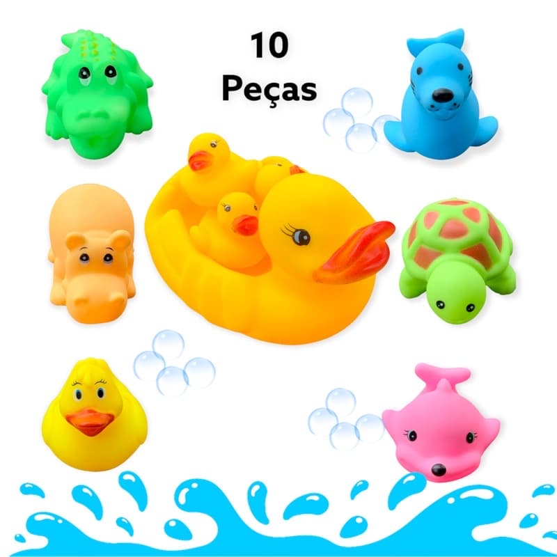 Bichinhos de Vinil Hora Do Banho 10 Peças Diversão Bebê