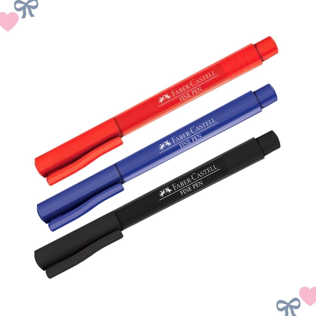 Kit Caneta Fine Pen Faber Castell 3 Cores Ponta Fina 0.4mm