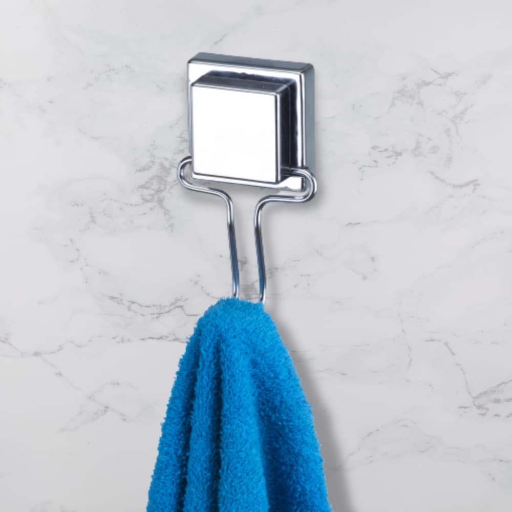 Pendurador de Toalha Toalheiro Suporte Para Toalha de Rosto Banho com Ventosa Resistente Cromado Arthi