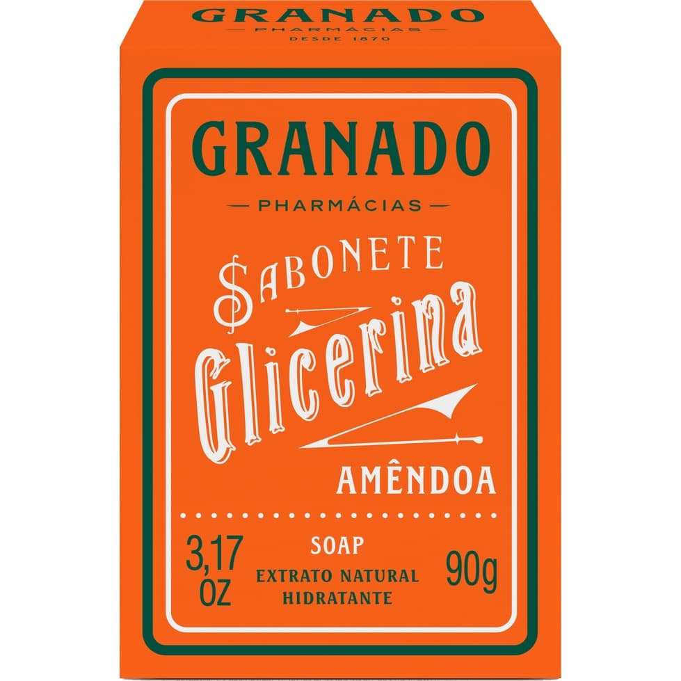 Sabonete Barra Glicerina Nutritivo Granado Amêndoa 90g