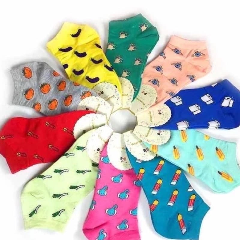 Kit 15 Pares de Meias femininas Soquetes de Algodão Diversas Cores