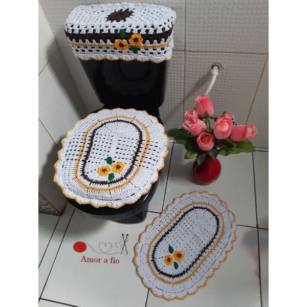 Kit para banheiro  em crochê Jogo de banheiro em barbante