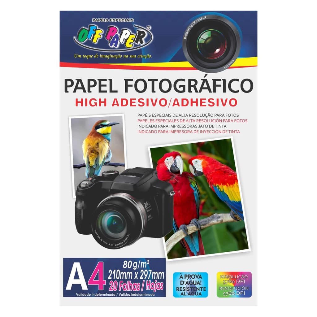 Papel Fotográfico A4 Adesivo 80G 20fls Off Paper