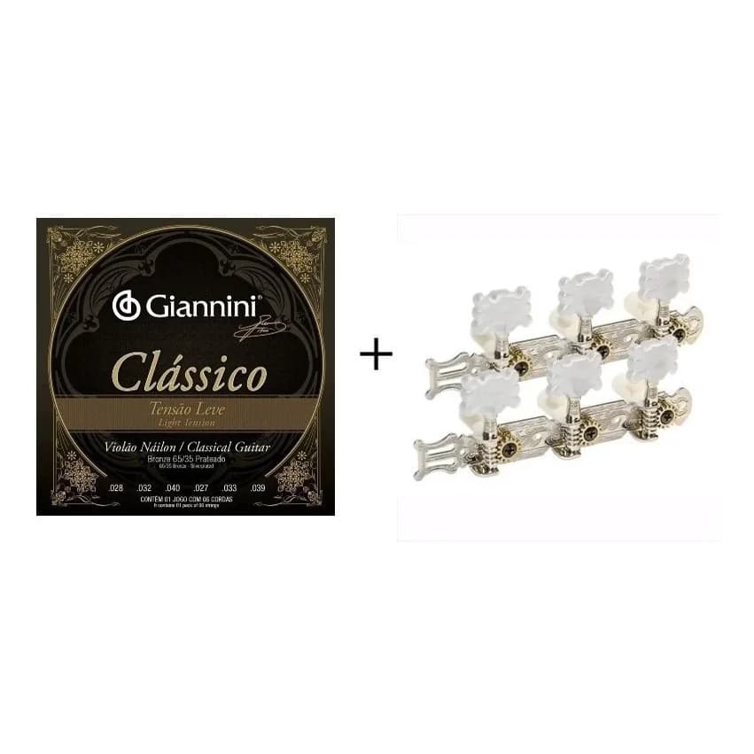 Tarraxa Tarracha Violao Pino Grosso + Encordoamento Clássico