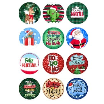 120 Adesivos Papel Fotográfico Cortados No Formato Tema Natal