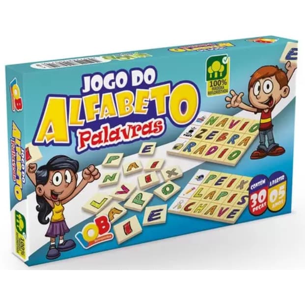 Jogo do Alfabeto Palavras 30 peças Brinquedo para o dia das Crianças Presente cognitivo para alfabetização Estimula o interesse pela leitura Auxilia o aprendizado de forma lúdica aprendizado divertido para crianças pré-escola bebe bebê