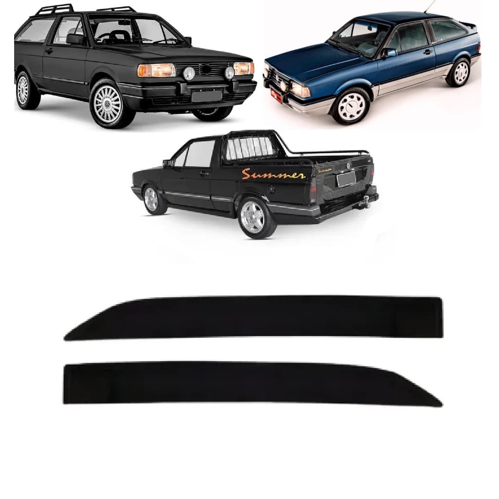 Calha Defletor De Chuva Volkswagen Gol Voyage Parati Saveiro Quadrada 2 Portas Fume
