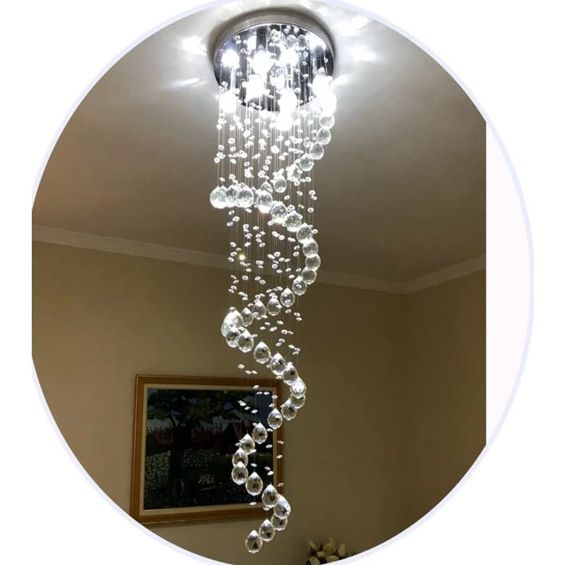 Lustre De Cristal Legítimo Espiral Com 1,70M De Altura, Base De Inox Espelhado Com 40CM De Diâmetro