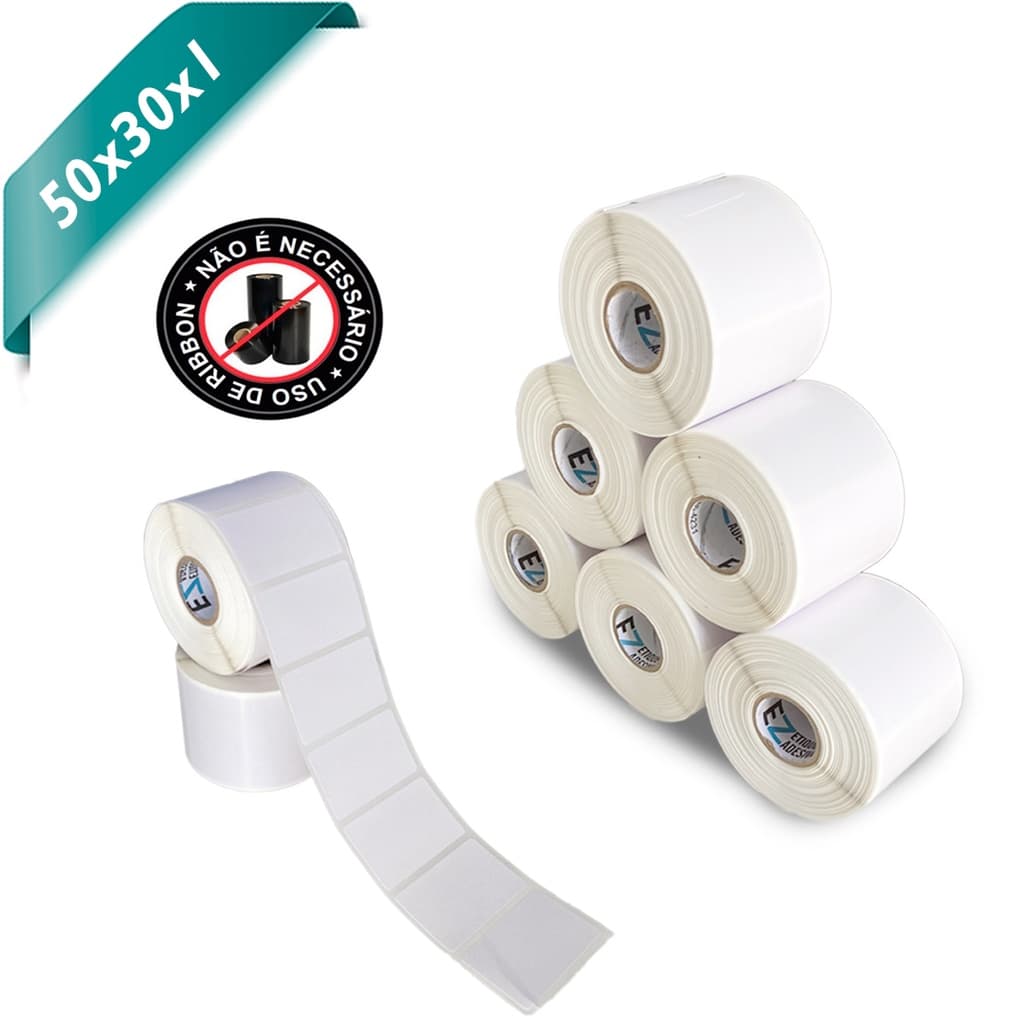 10 Rolos Etiqueta 50x30 1 Coluna Térmica Adesiva Zebra Argox Elgin
