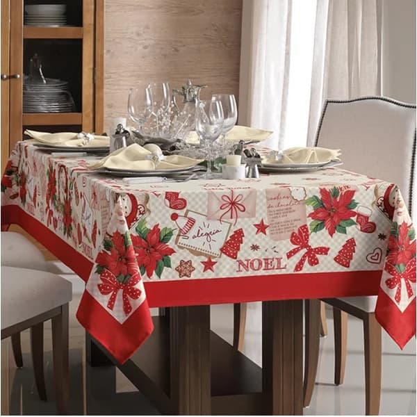 TOALHA DE MESA RETANGULAR NATAL KARSTEN 8 LUGARES