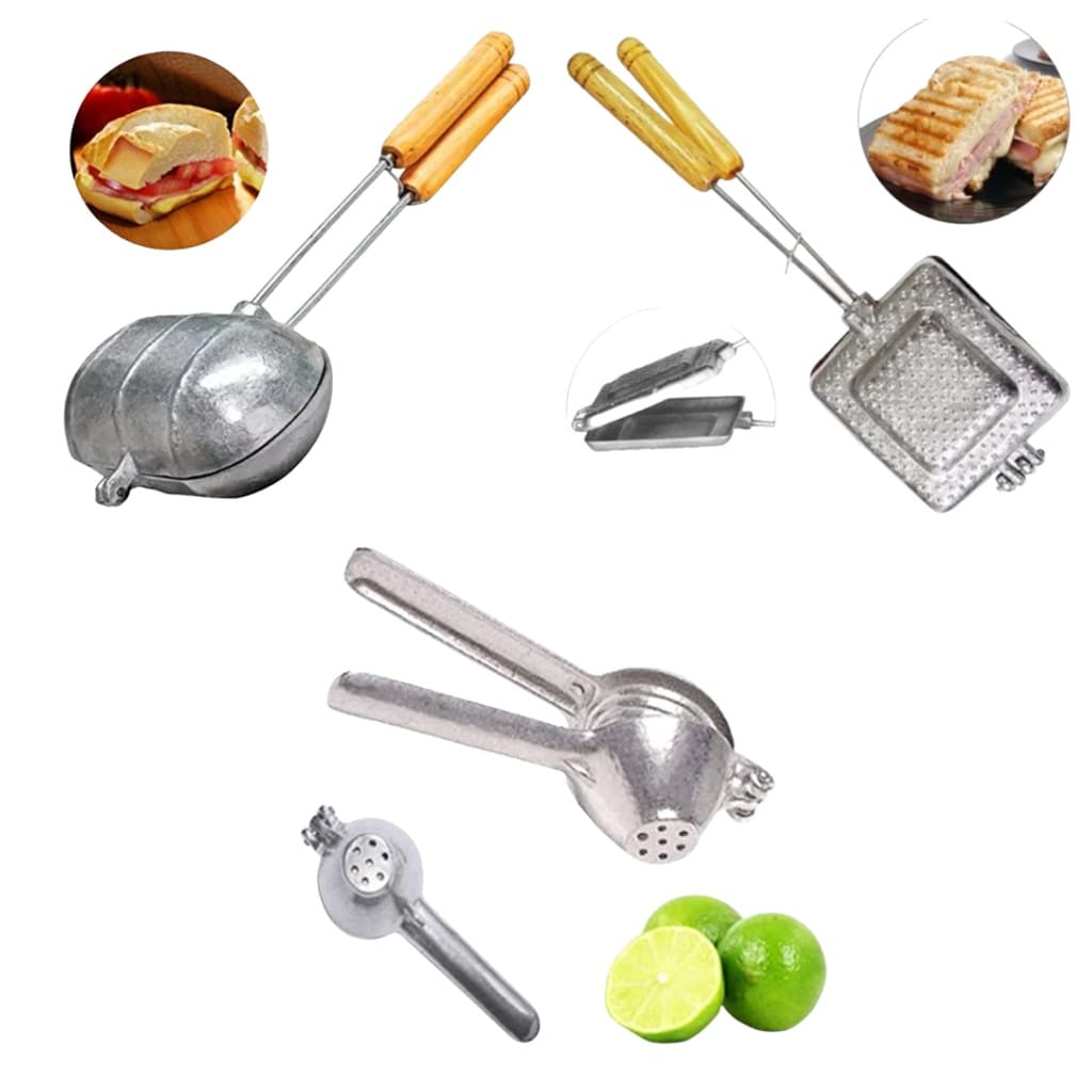 Forma de Sanduiche para Pão Frances, Baututex Tostex e Amassador de Limão - KIT