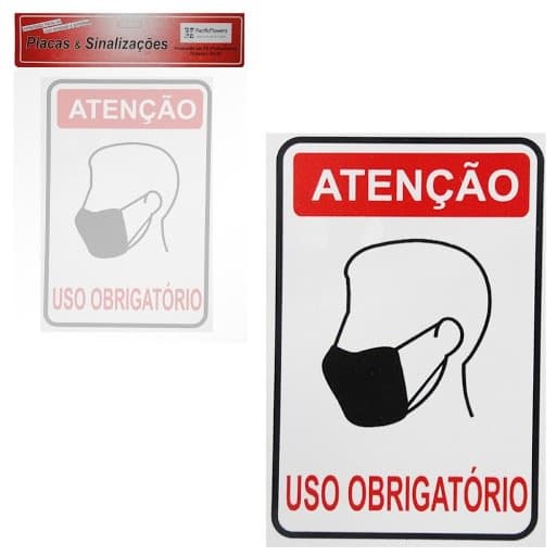 Placa Indicativa Atenção Uso Obrigatório Mascara