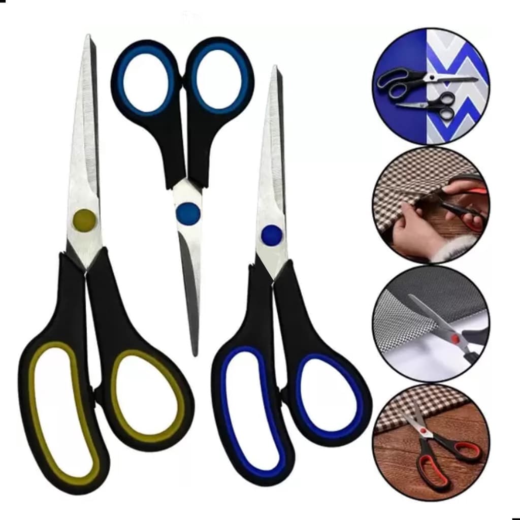 kit 3 Tesouras Profissional Corte Costura Artesanato papel eva