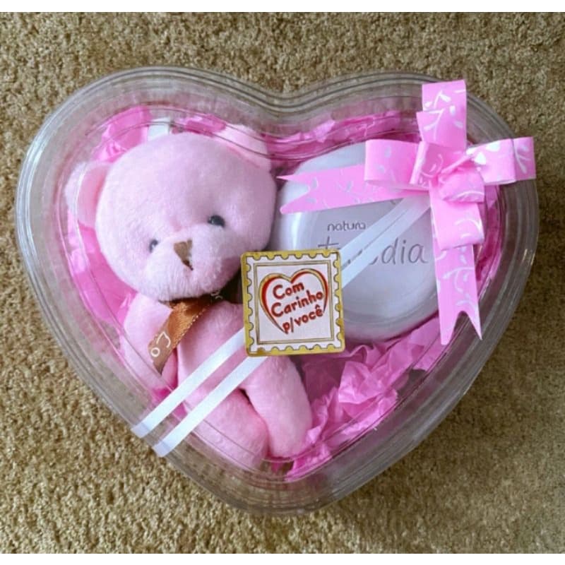 Presente coração URSINHO ou BONEQUINHA+sabonete, para presentear quem vc ama