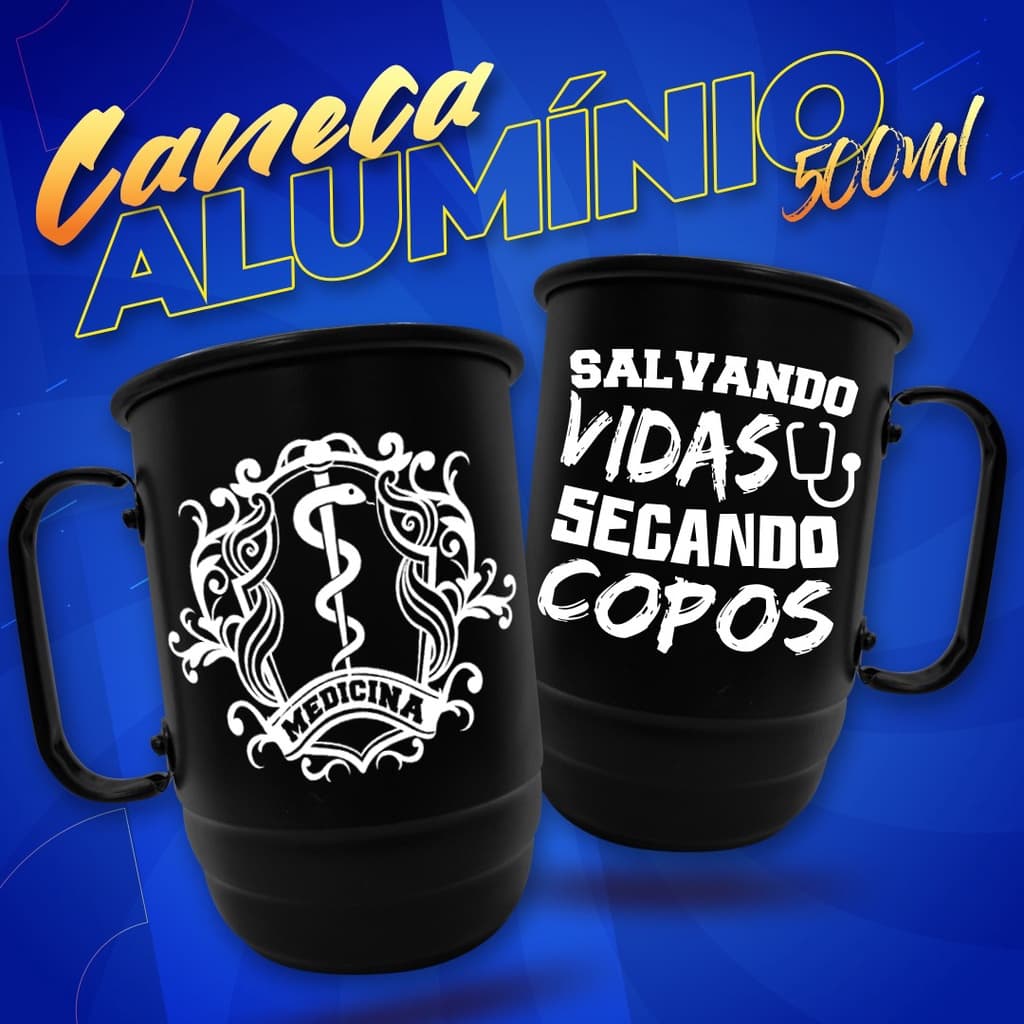 Kit 80 Canecas de Alumínio 500ml Personalizadas