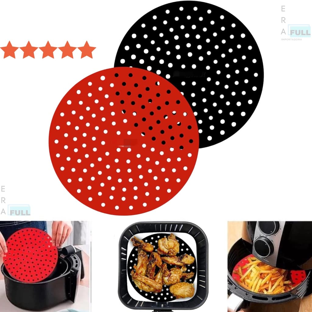 Forro Protetor Silicone Airfryer Fritadeira 19cm Redondo Universal Tapete Culinário Air Fryer Antiaderente Reutilizável Frier Cesto Bandeja Black Friday