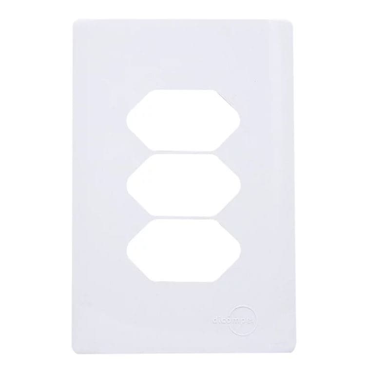 Placa 4x2 P/ 3 Tomadas Branca Novara