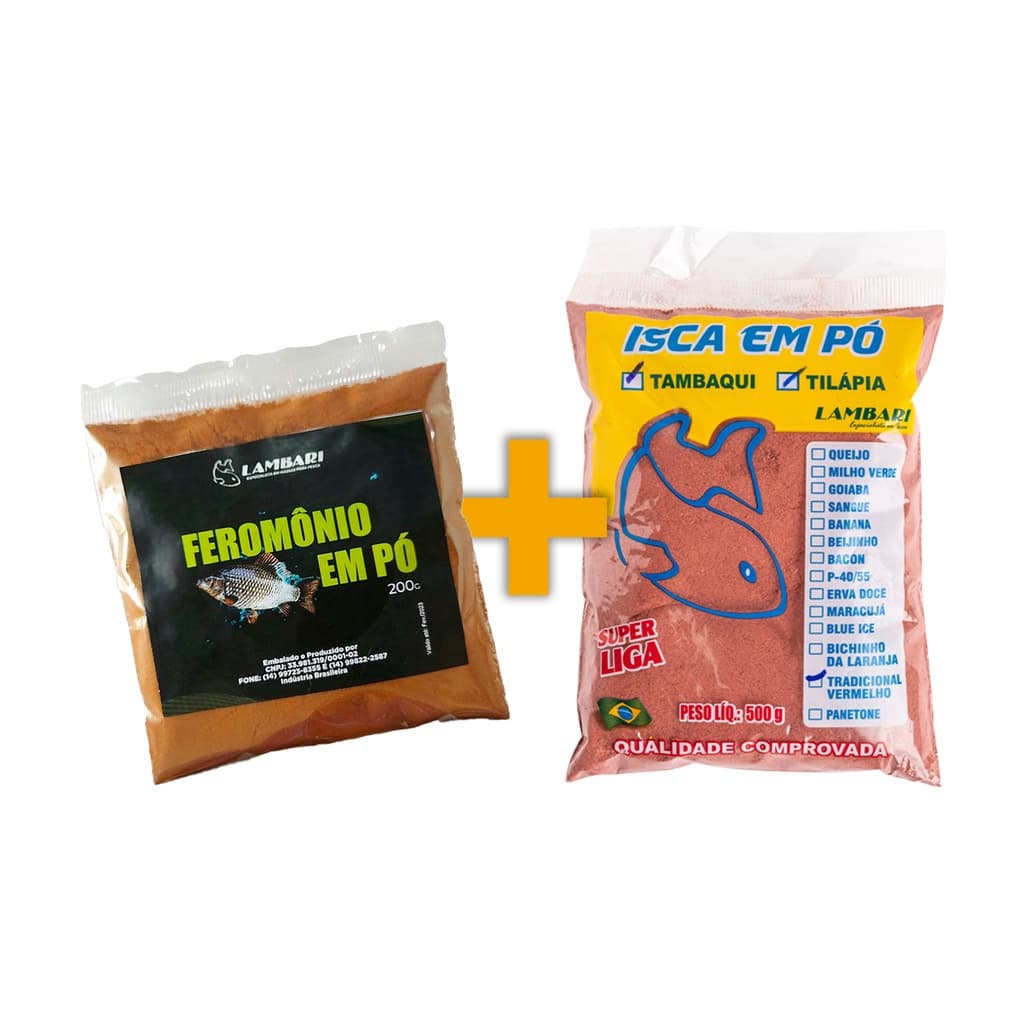 kit pesca com massa com feromônio 200 g e pó 500 g