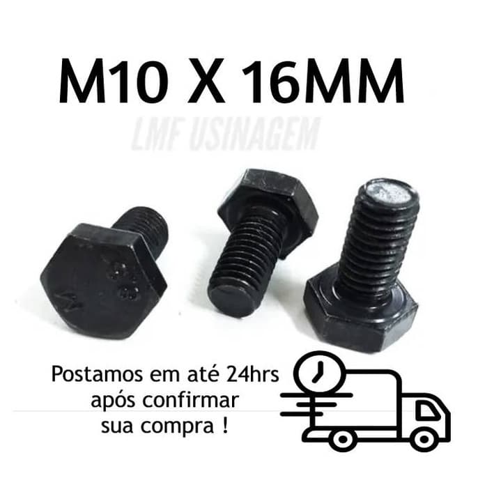 Parafuso Sextavado M10 X 16mm Oxidado Preto