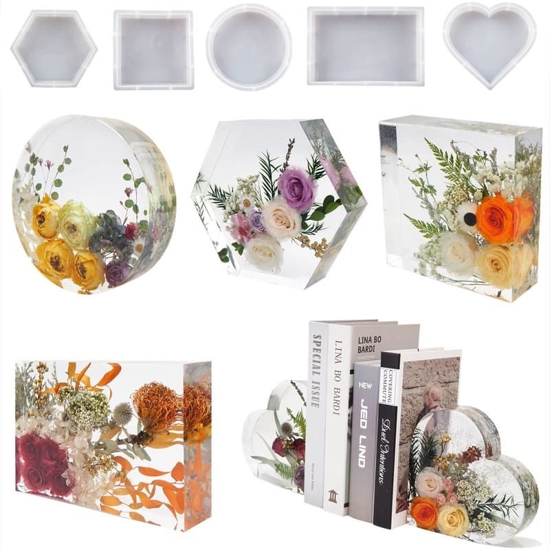 Diy Geometria Molde De Resina Epóxi Cristal Cubo Grande Coração Amor Espelho Redondo Retângulo silicone