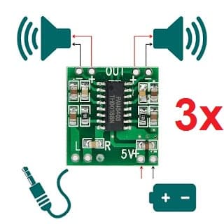 Mini Amplificador PAM8403 Classe D 2x 3W (3peças)