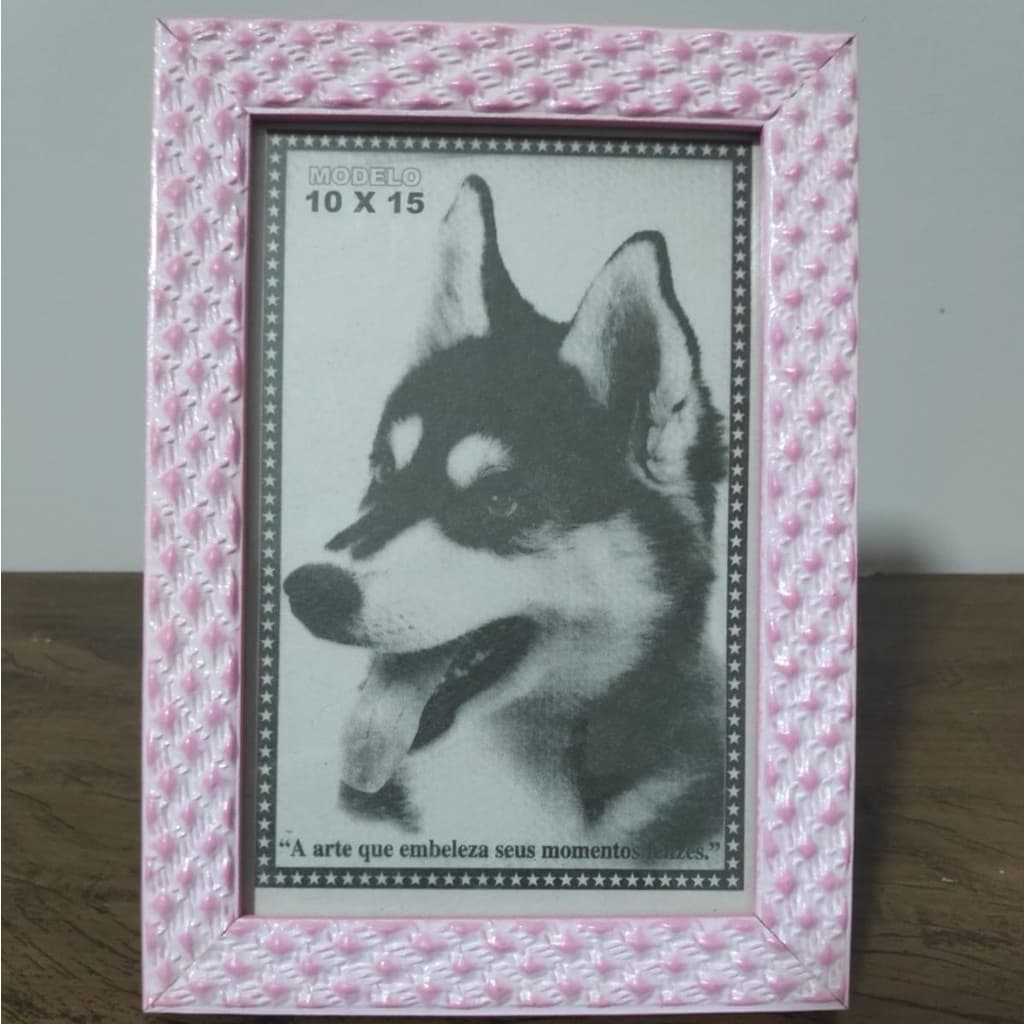 PORTA RETRATO 10X15 ROSA VIDRO MOLDURA ALTO RELEVO