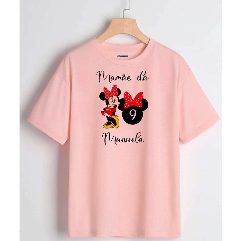 Camiseta Manga Curta Rosa Bebê Para Aniversário, Camiseta Para Aniversário 100% Poliéster