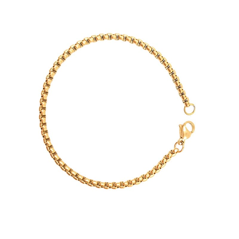 Pulseira fina de contas de aço inoxidável em tom dourado