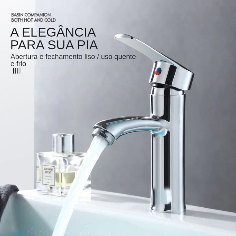 Torneira Para Banheiro Inox Metal Lavabo Cuba Pia Misturador Água Quente E Fria