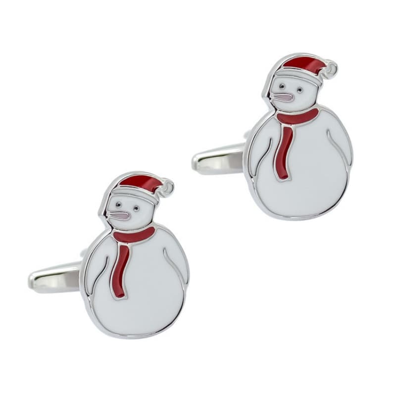 Acessórios de Moda: Abotoaduras de Natal com Boneco de Neve, Abotoaduras Esmaltadas da Série Natalina, Abotoaduras para