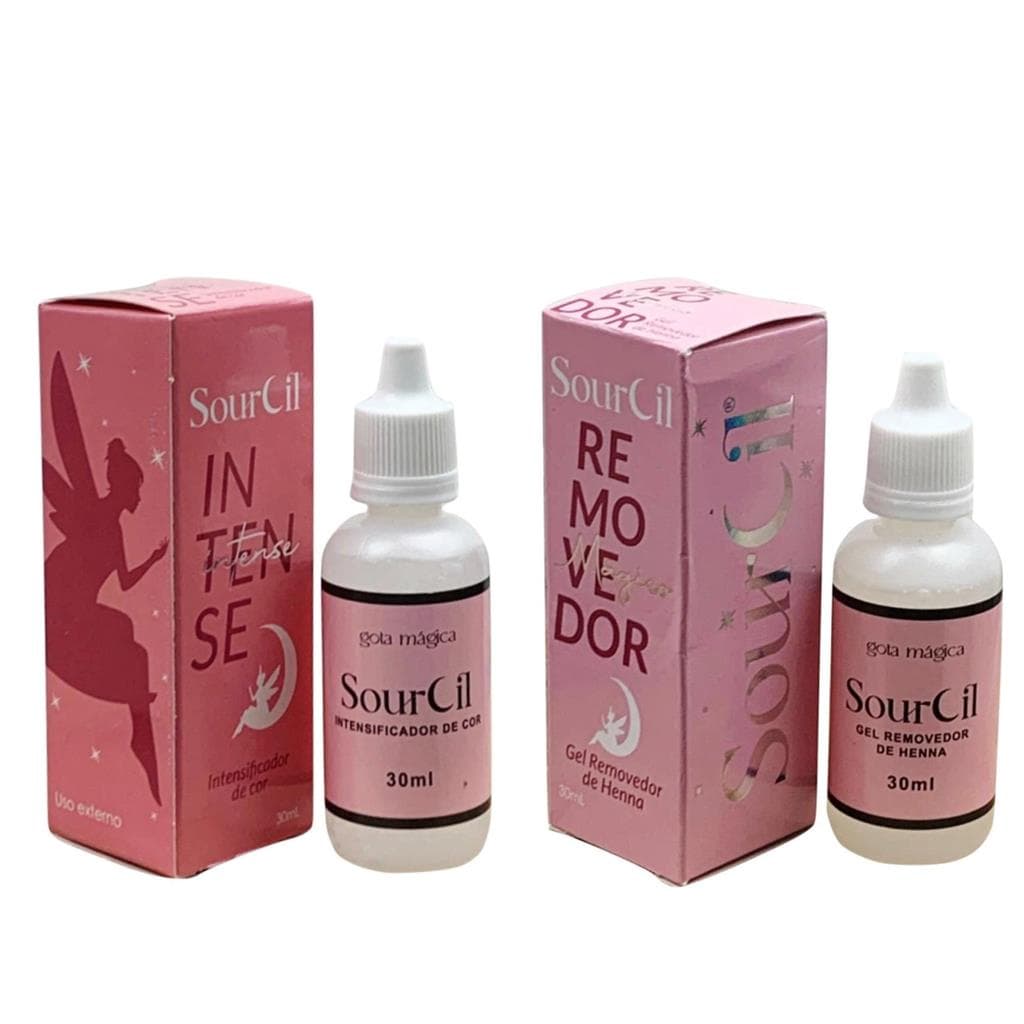 Kit Sobrancelha SourCil Intensificador Gel Rena Profissional e Removedor Magico de henna 30ml