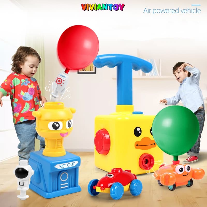 Crianças Inercial Air Power Balloon Carro Brinquedo De Pressão Balão De Torre Educação Para Presentes