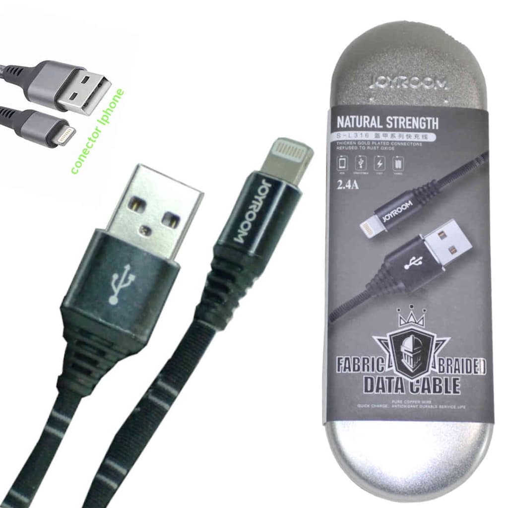 Cabo USB IPhone carregador e dados para celular 1,20 mts com estojo de metal