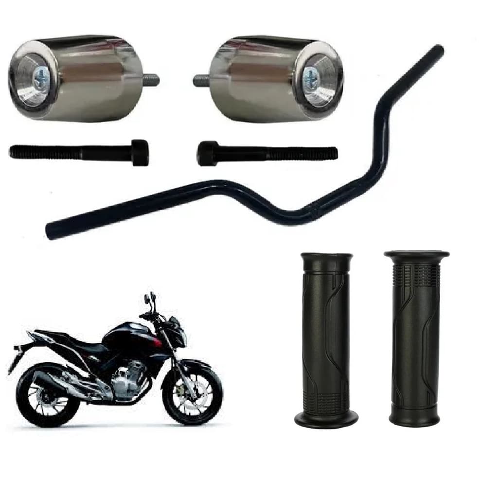Kit Guidão de Moto Pezinho Manopla Moto Cb 250 Twister Peso 2014 / 2020 Resistência