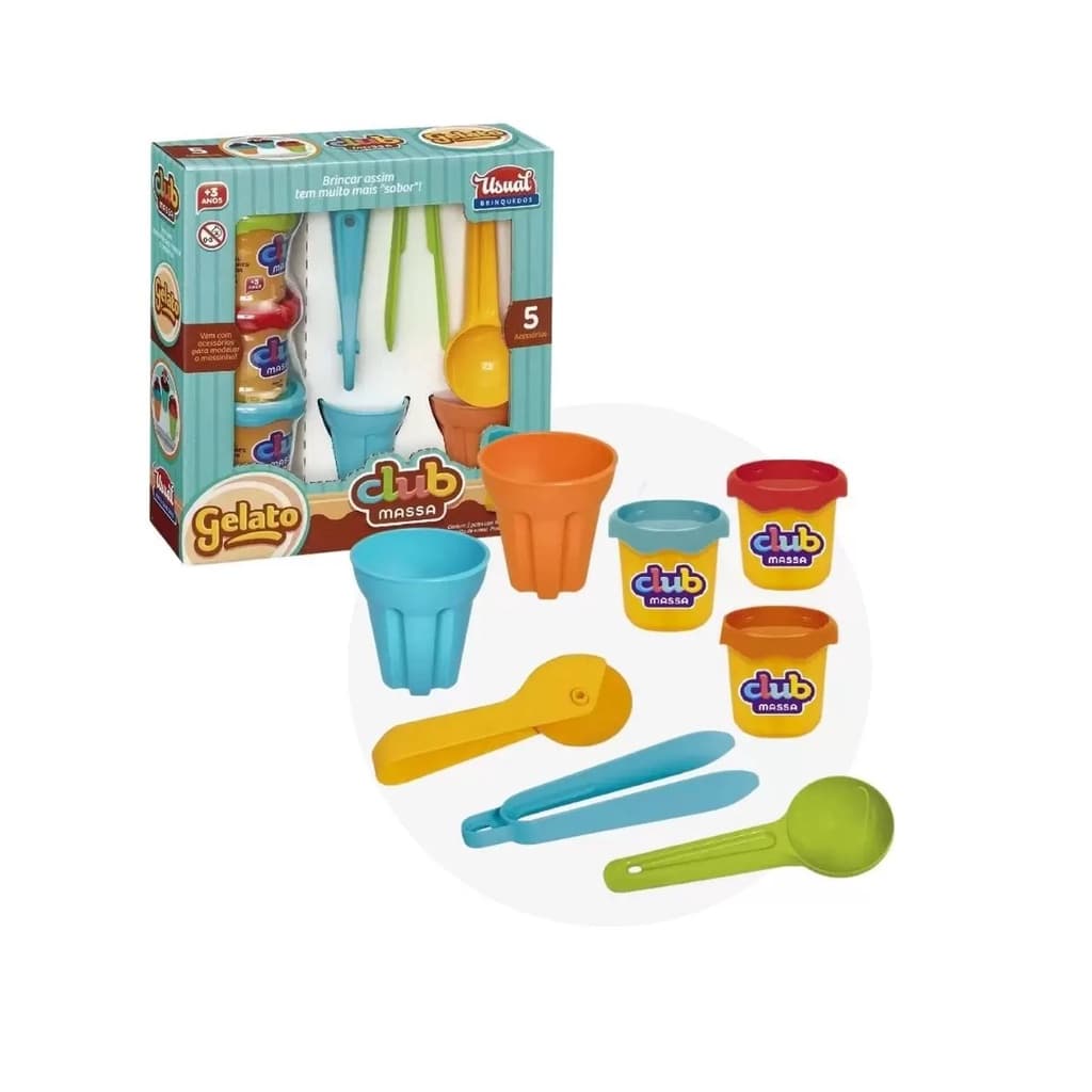 Kit Massinha De Modelar Mini Gelato Com Pegador Casquinhas
