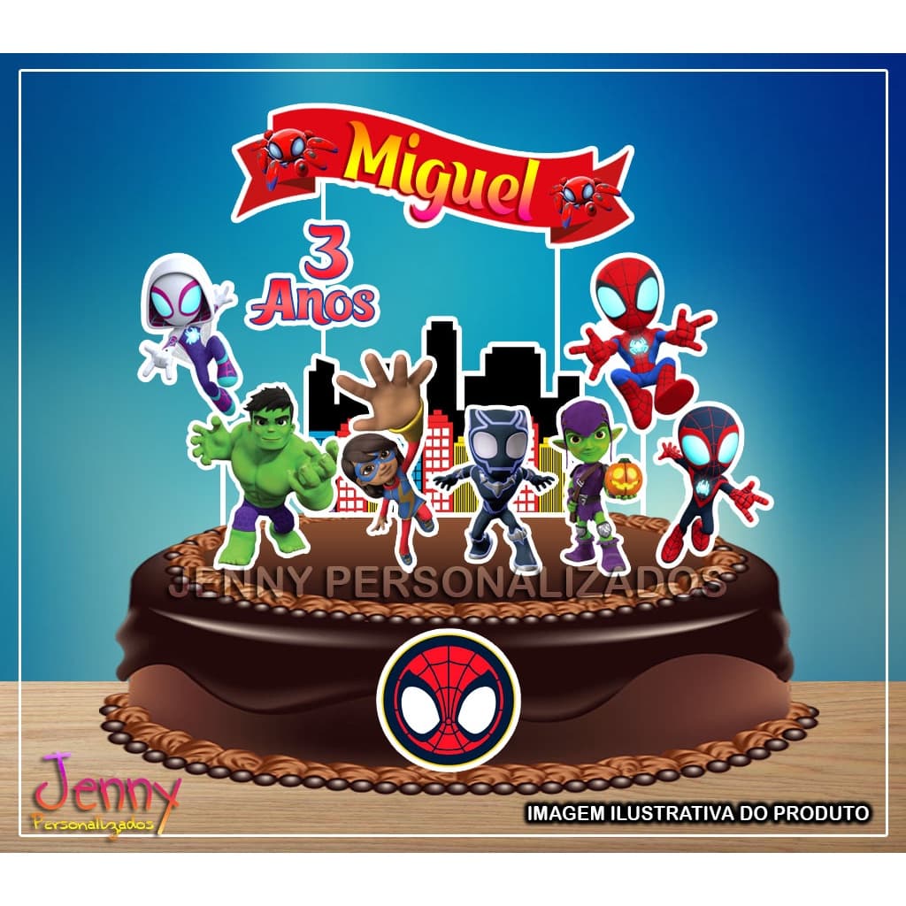 topo topper de bolo personalizado Spidey e seus Amigos Espetaculares - Homem Aranha