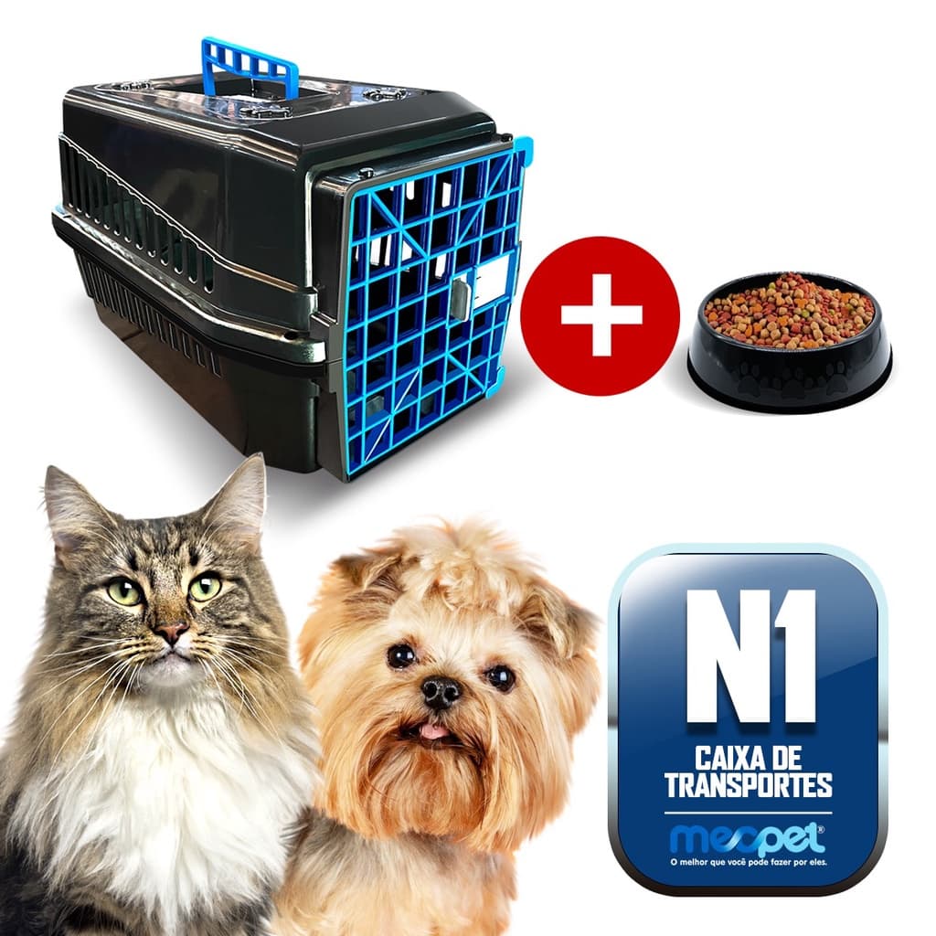MecPet Caixa De Transporte N1 Cachorro Gato Pet Pequeno Porte Porta Com Trava MEC LINHA BLACK Produto Novo